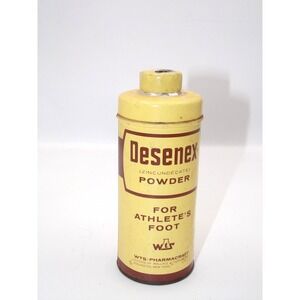 Vintage Desenex Powder Antifungal 3 OZ  Light Yellow Tin